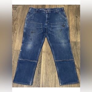 Carhartt Men's Double Knee Dark Blue Straight-Leg Workwear Jeans Sz 38 Vintage